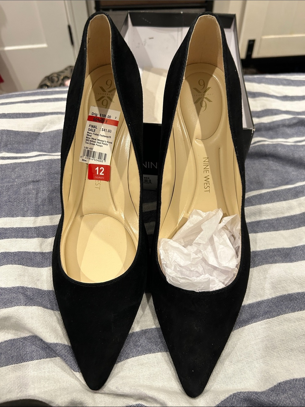 NWT Nine West Black Pointed Kitten Heel Pumps